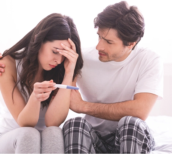 Couple anxious pregnancy test