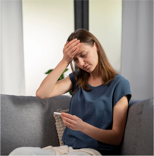 woman stressed holding phone