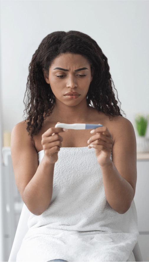 women checking test result