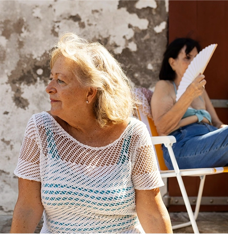 women enjoying sunny day